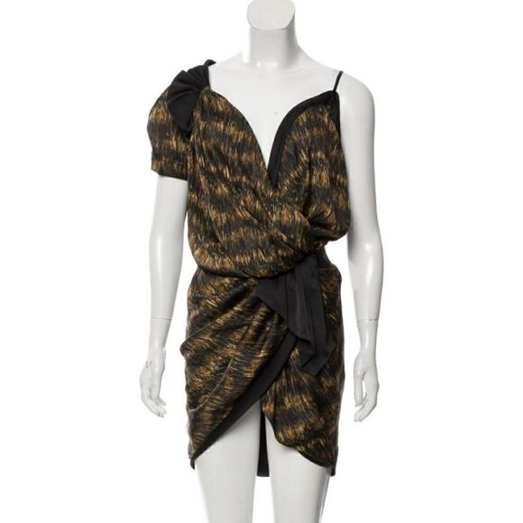 Isabel MARANT Asymmetrical Black & Multicolor Printed Mini Dress Size 0 - Picture 1 of 12